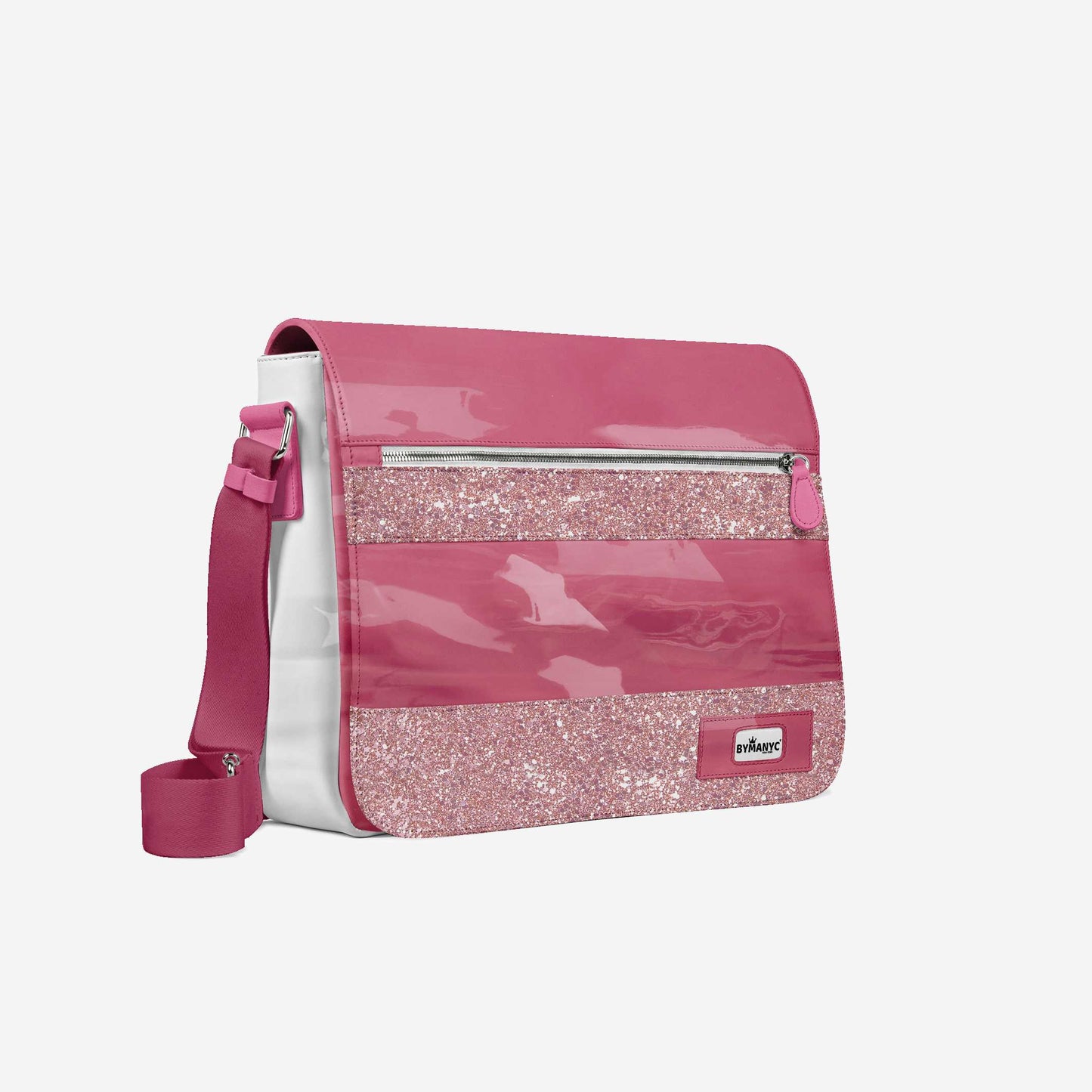 Glitter Pink Messenger Bag 16” | BYMANYC ® New York Glam Street Edition