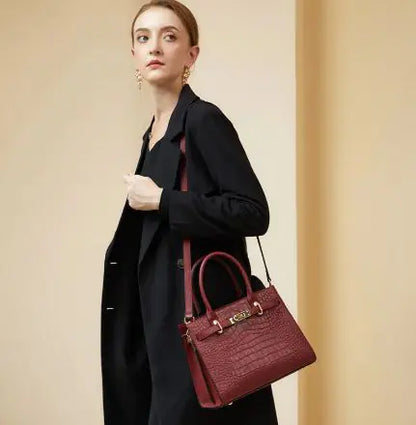 Elegante bolso de mano de piel auténtica de gran capacidad, estilo retro, para mujer.