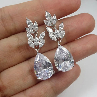 Pendientes colgantes de novia Huitan de moda para boda, compromiso, diseño de circonita cúbica AAA marquesa, elegantes pendientes para mujer, nueva joyería