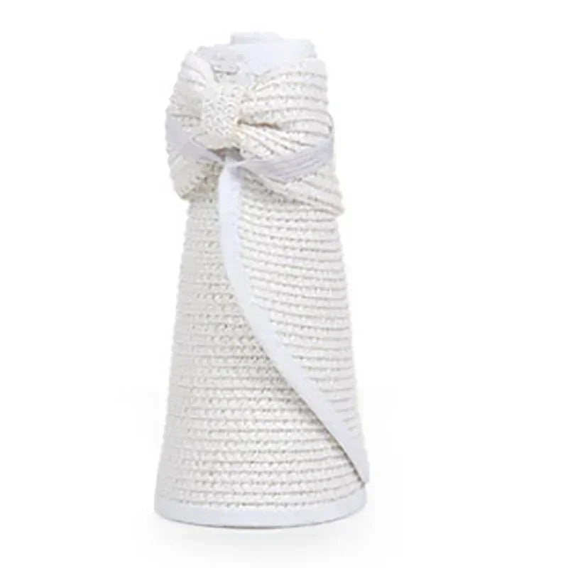 女士夏季遮陽帽 - 時尚防紫外線，適合戶外徒步，可折疊，寬簷沙灘草帽