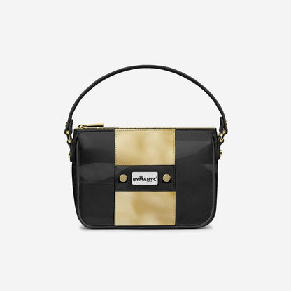 Handbag BYMANYC ® New York – Couture Vegan Vertical Band in Black & Gold Luxe