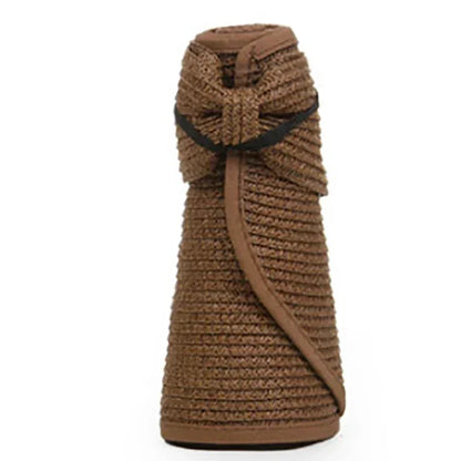 女士夏季遮陽帽 - 時尚防紫外線，適合戶外徒步，可折疊，寬簷沙灘草帽