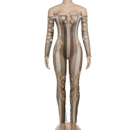 Formed Fitting: Cutout Striped Jumpsuits