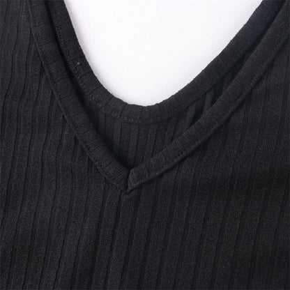 針織長袖V領派對優雅長袍女裝