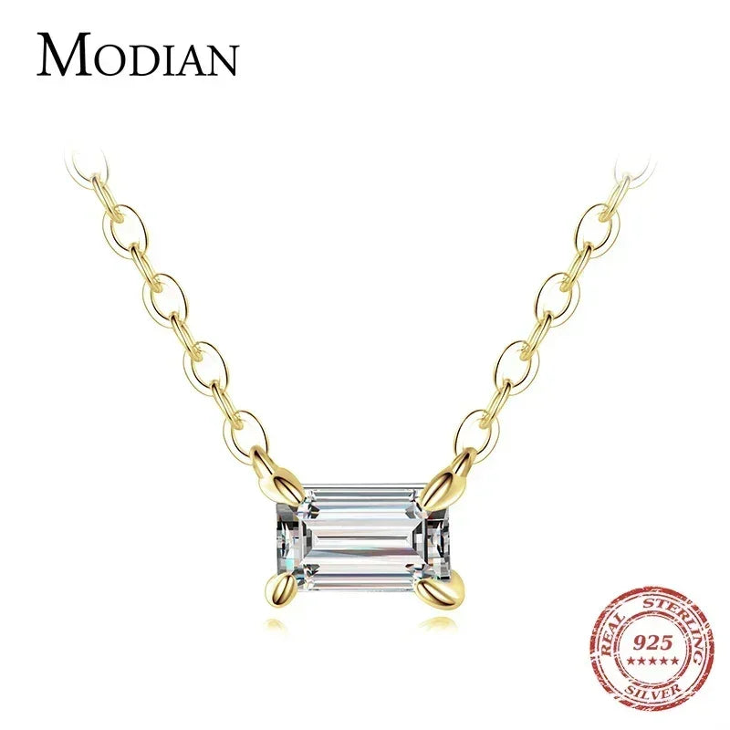Collar con colgante de circonita AAA de plata esterlina 925 auténtica de Modian para mujer, collares de plata para mujer, joyería fina.