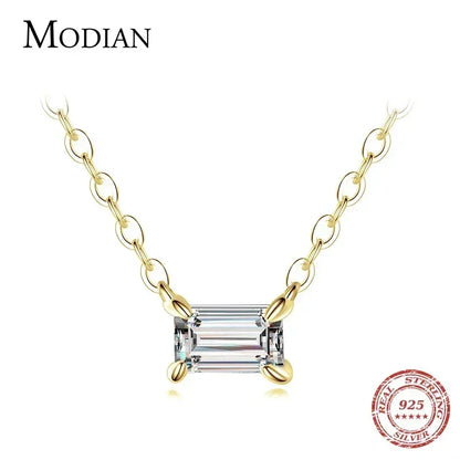 Collar con colgante de circonita AAA de plata esterlina 925 auténtica de Modian para mujer, collares de plata para mujer, joyería fina.