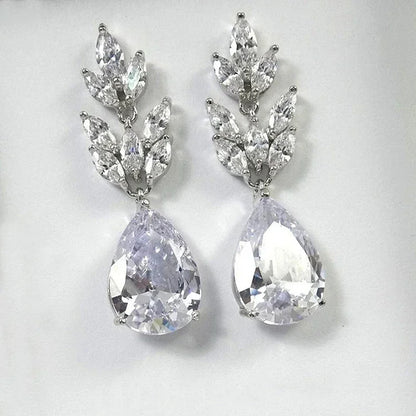 Pendientes colgantes de novia Huitan de moda para boda, compromiso, diseño de circonita cúbica AAA marquesa, elegantes pendientes para mujer, nueva joyería