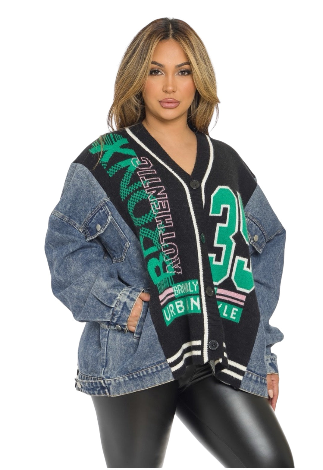 Denim & Sweater Cardigan