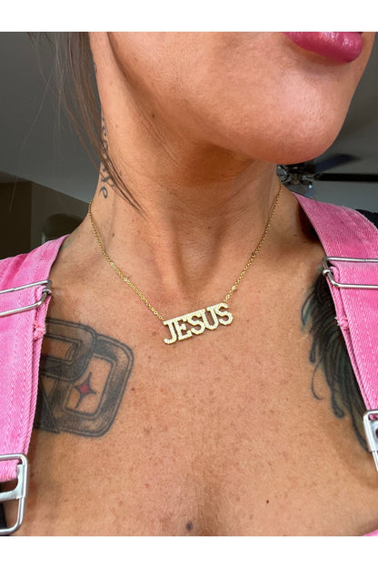 YAHWEH Cubic Zirconia 18k necklace