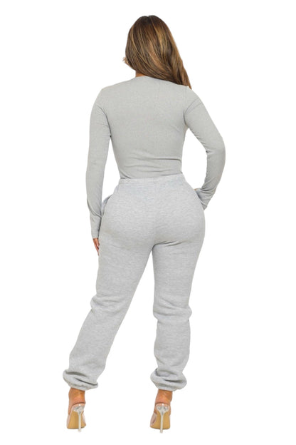 Ribbed HAND MADE Bodysuit and Jogger Pants Set