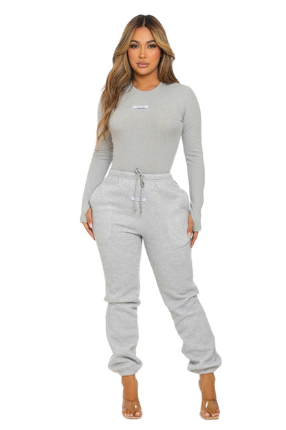 Ribbed HAND MADE Bodysuit and Jogger Pants Set