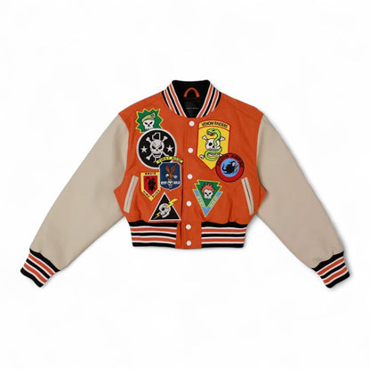 Logo Allover Varsity Jacket {Vegan Leather Sleeves}