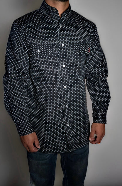 FR Pearl Snap Work Shirt - Reaper Black