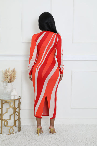 愛在一線 多色印花連身裙