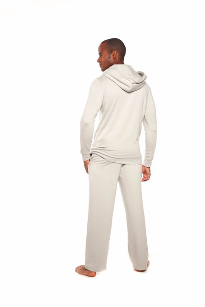 Men's Henley Style Bamboo Viscose Fleece Hoodie + Fleece Lounge Pants