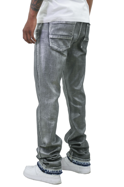 METALLIC PRINTED STACKED JEANS AJ07C