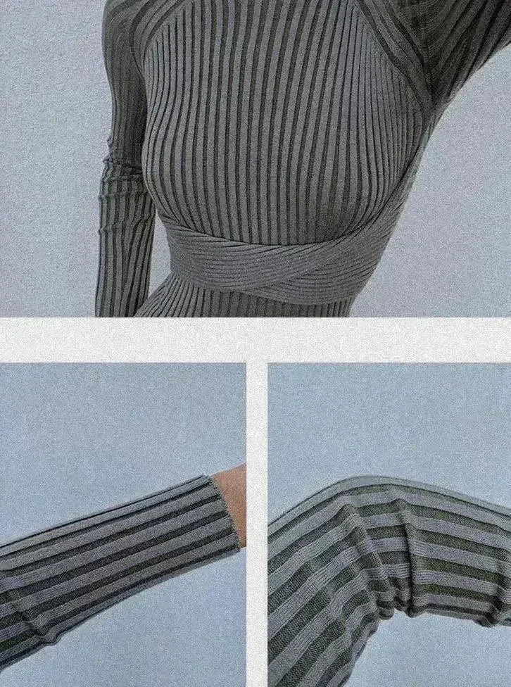 Mock Neck Bodycon Midi Dress - Open Back Twist Detail | Femstylo