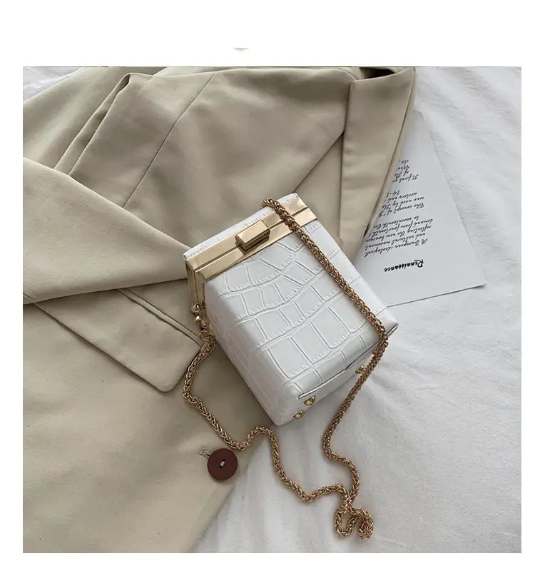 Bolso pequeño cuadrado con estampado de piedras retro para mujer