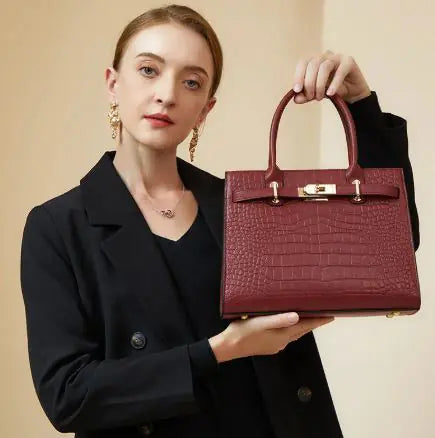 Elegante bolso de mano de piel auténtica de gran capacidad, estilo retro, para mujer.