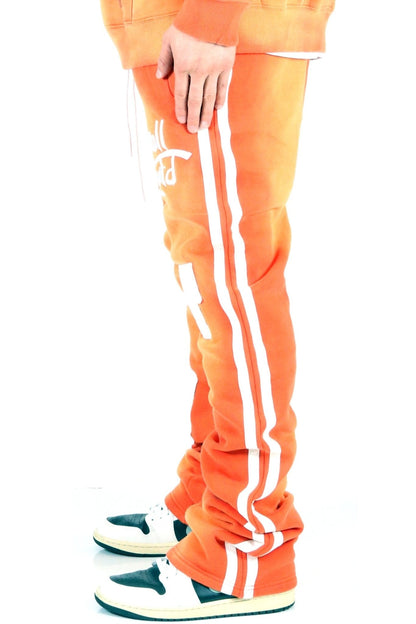 MARMA Heavy weight brushed vintage washing skinny flare stacked pants