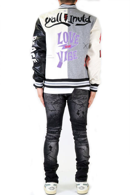 CAPELLA Men's Melton Body with Faux Leather Sleeve Varsity Jacket