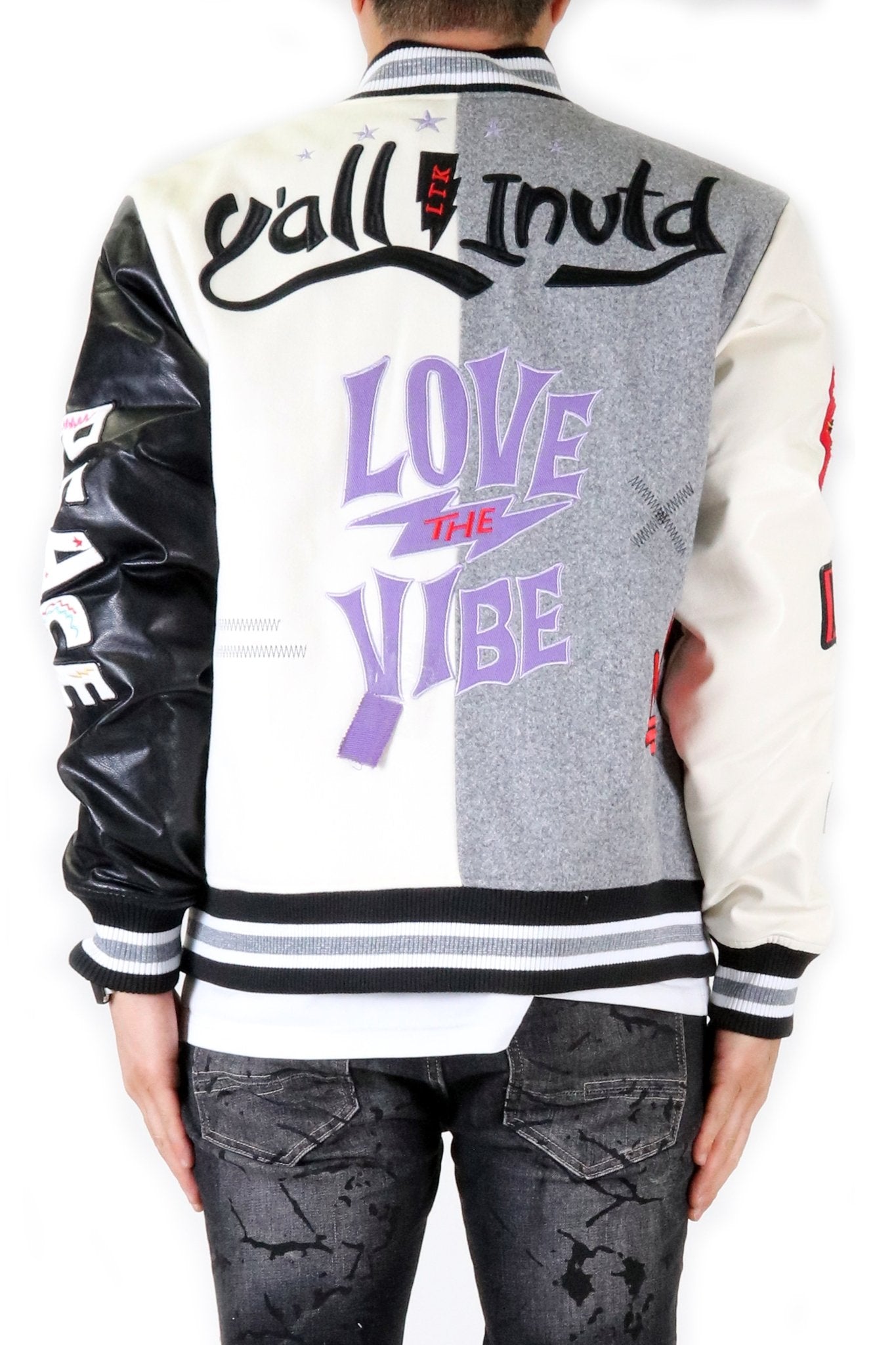 CAPELLA Men's Melton Body with Faux Leather Sleeve Varsity Jacket