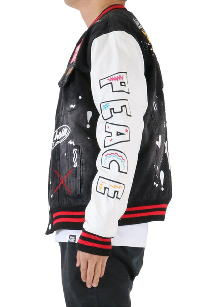 NEW VERTE Padded Washing Denim Bomber Jacket