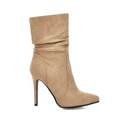 Elastic Ankle Booties with Pointed Toe Heels