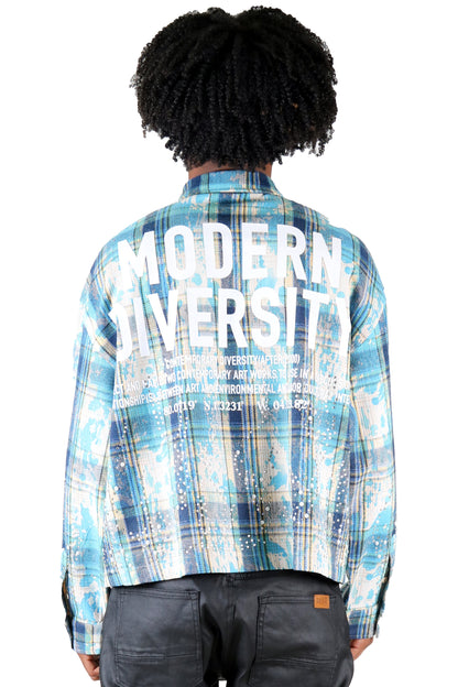 ASHEN Heavy Flannel Crop Top Button Down Shirt