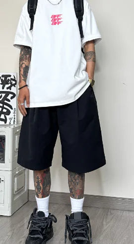 Loose-Fit Cropped Wide-Leg Pants with Elastic Waist