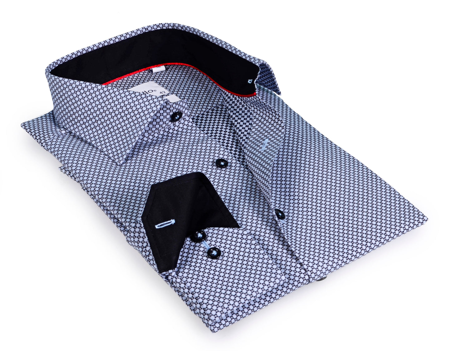 Long Sleeve Black Shirt with contract trimming // Dual cuffs// contemporary fit- Final Sale