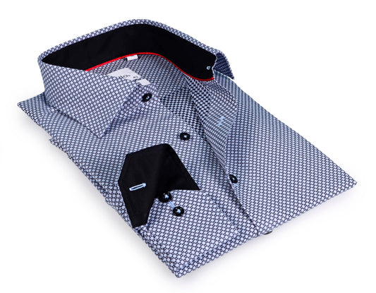 Long Sleeve Black Shirt with contract trimming // Dual cuffs// contemporary fit- Final Sale