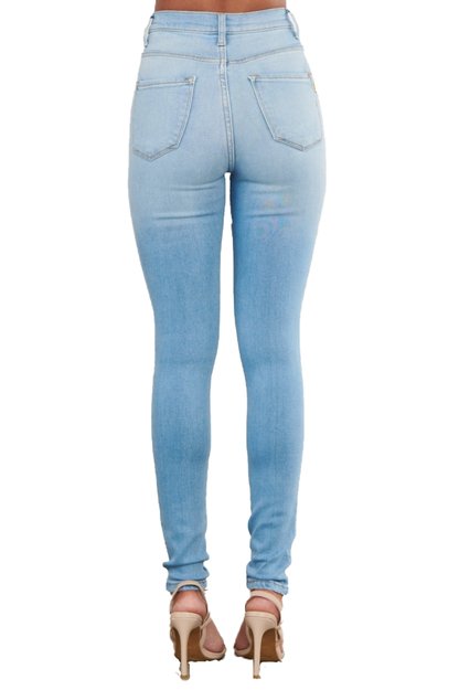 {MP1835} Denim Exposed Knee Skinny Jeans