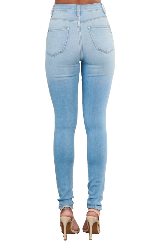 {MP1835} Denim Exposed Knee Skinny Jeans