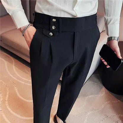 Pantalones de traje de negocios de alta calidad para hombre, primavera y otoño