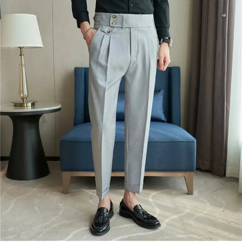 Pantalones de traje de negocios de alta calidad para hombre, primavera y otoño