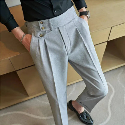 Pantalones de traje de negocios de alta calidad para hombre, primavera y otoño