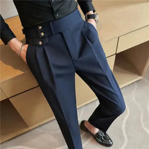 Pantalones de traje de negocios de alta calidad para hombre, primavera y otoño