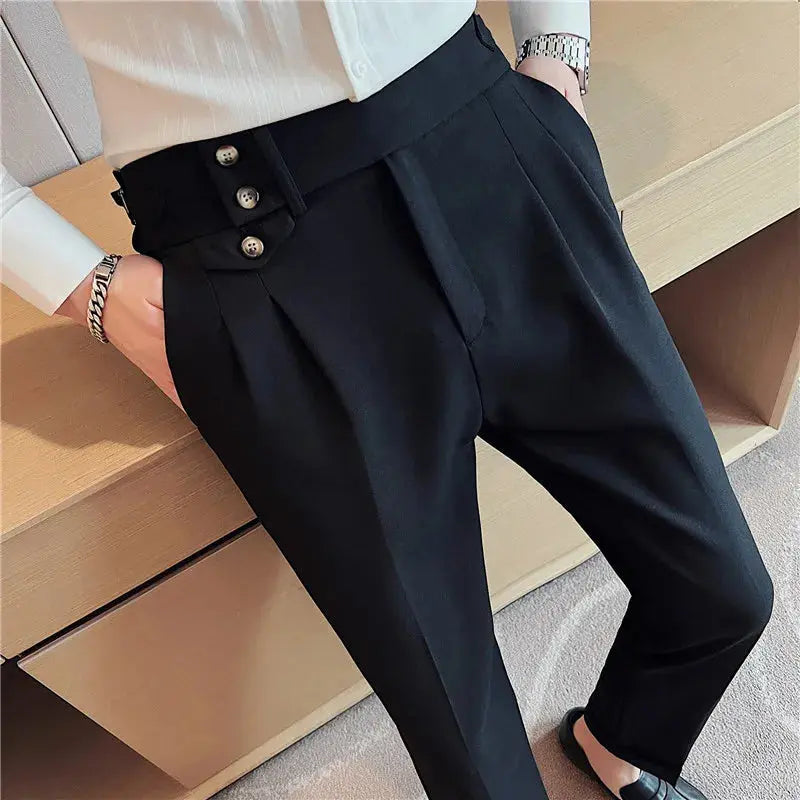Pantalones de traje de negocios de alta calidad para hombre, primavera y otoño
