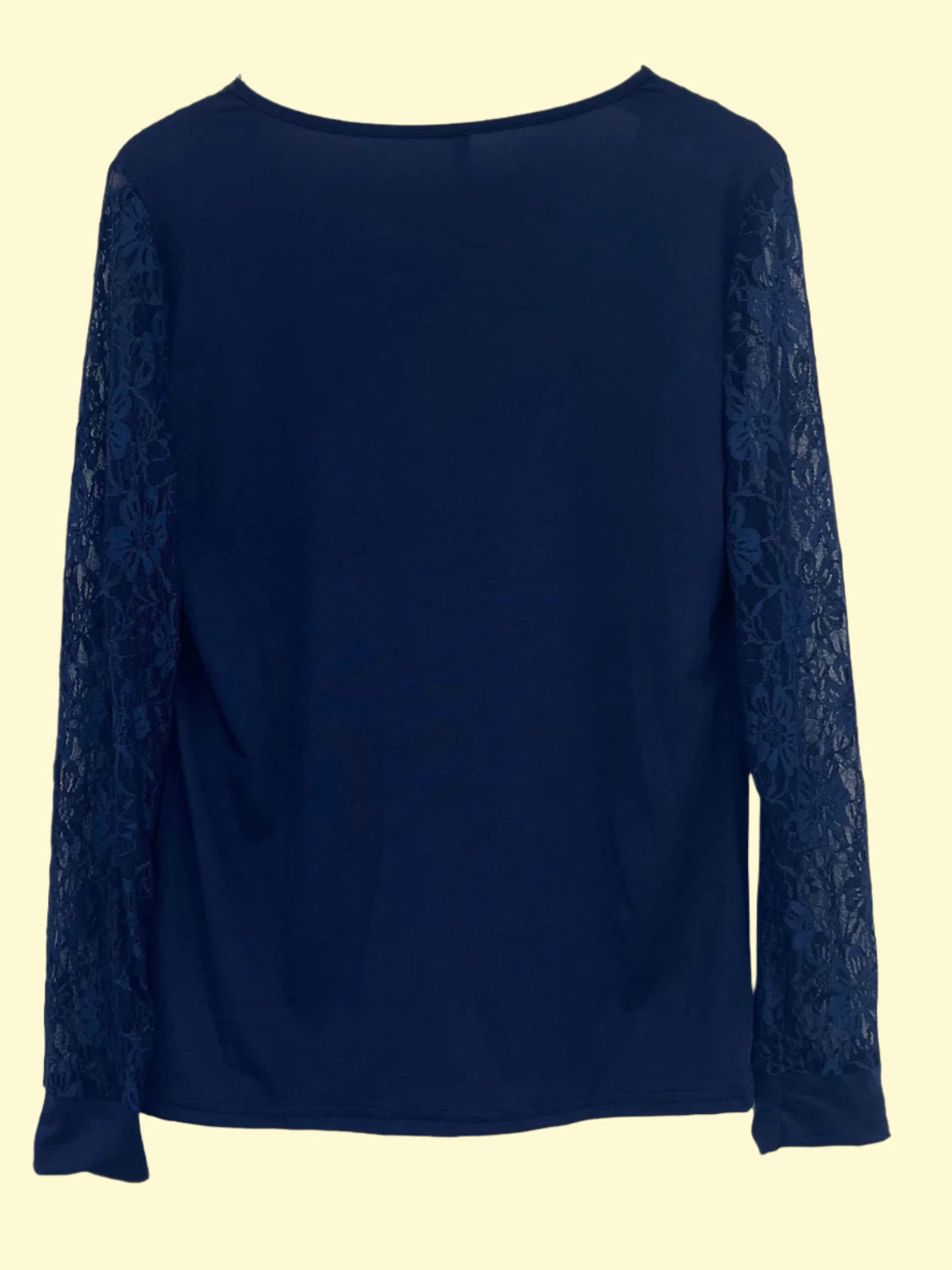WestCloset Classy Semi-Sheer Blouse with Lace Trim