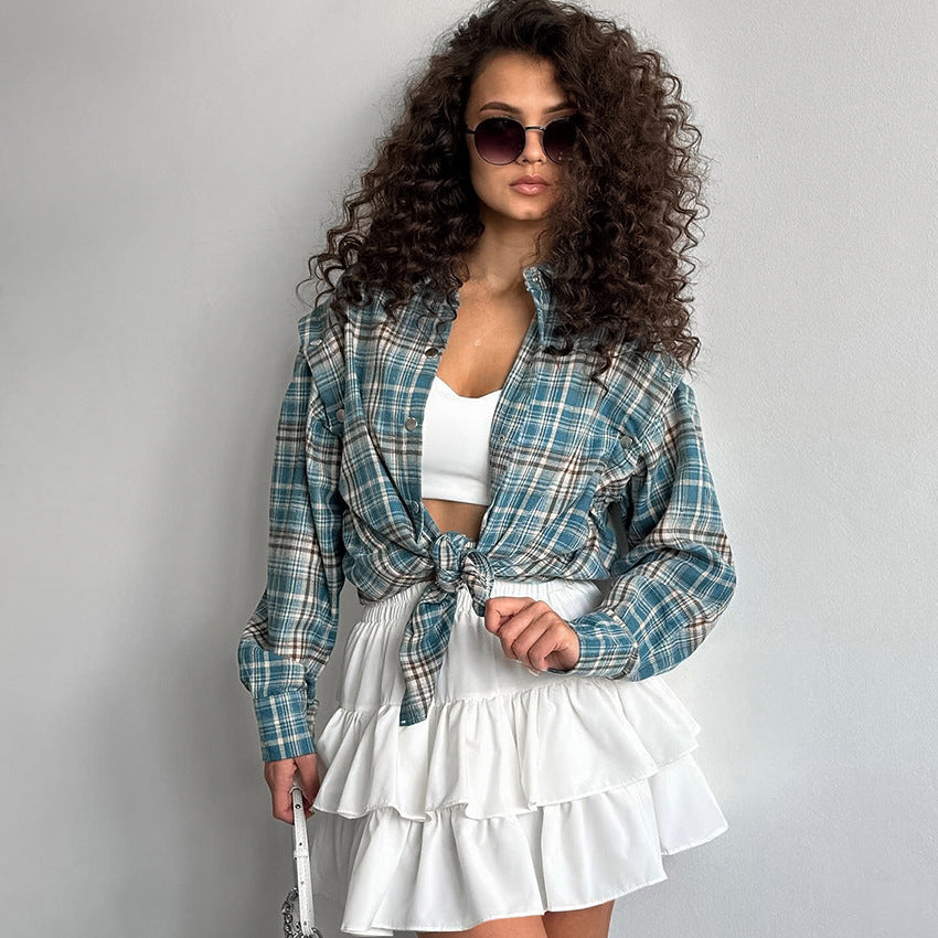 Falda plisada informal de cintura alta blanca de gasa francesa para mujer, falda corta de otoño