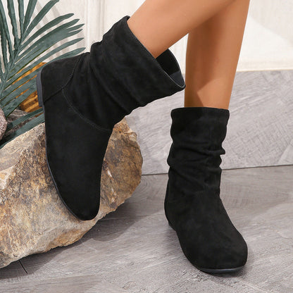 Slip on Low Top Women Boots Casual Pile Stretch Ultra Low Women Boots