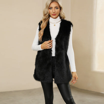 Faux Fur Vest Warm Faux Fur Imitation Plush Vest