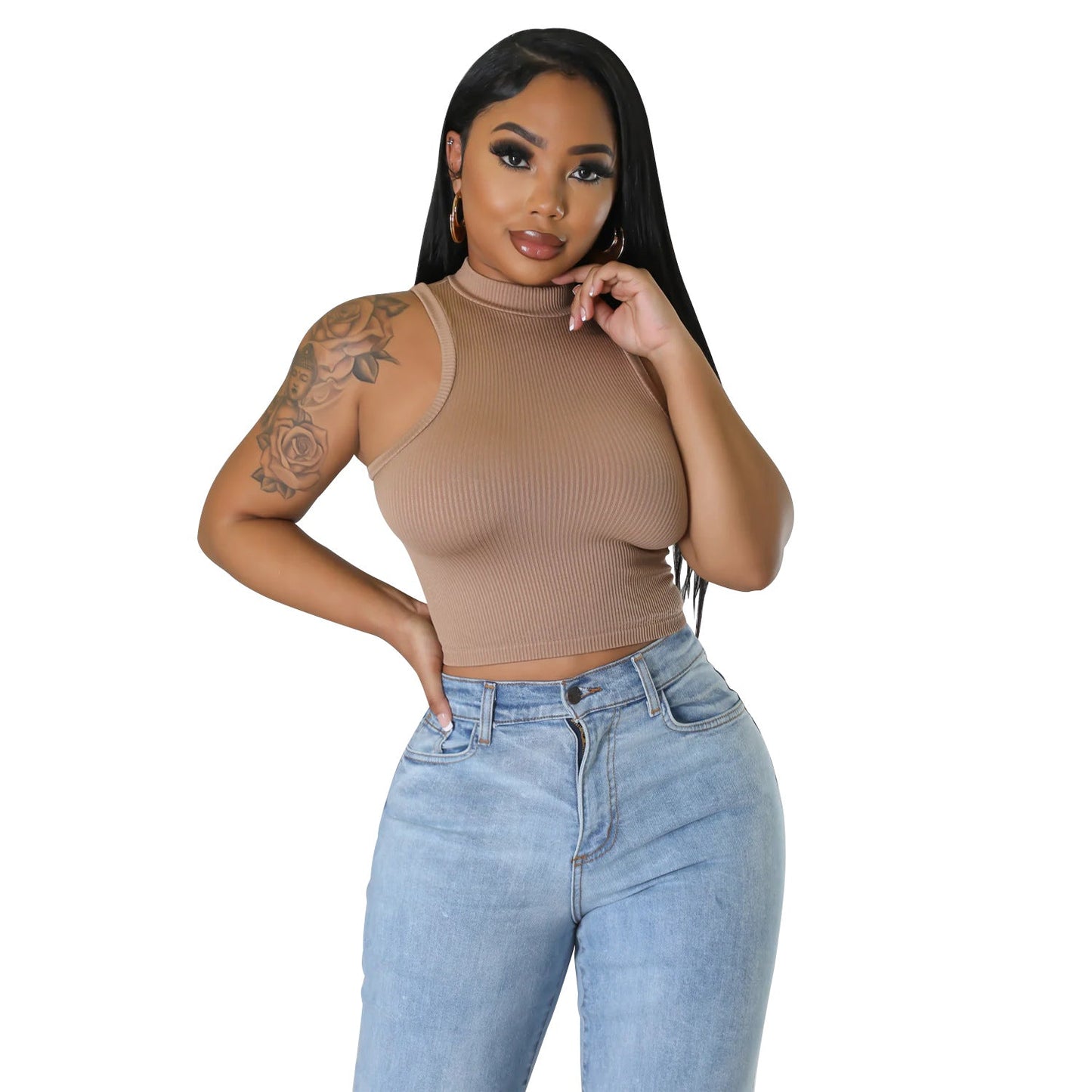 Summer Women Clothing Sports Casual Short Top Solid Color Vest