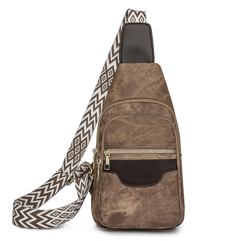 柔軟皮革胸包 復古女士包 斜背包