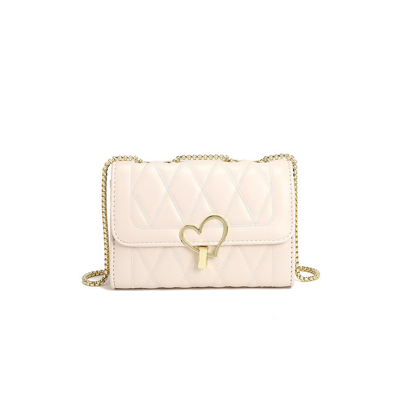 Bolsos Chanel para mujer, bolso de invierno, bolso bandolera con cadena de diamantes y corazón de metal. 