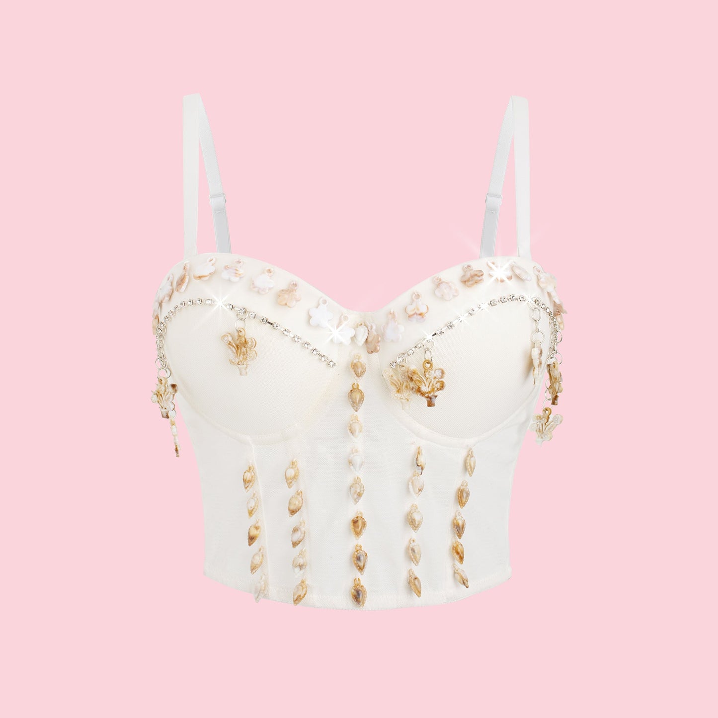 Sexy Outerwear Small Sling Vest Slim Fit Shell Tassel Decorative Dress Top