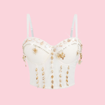 Sexy Outerwear Small Sling Vest Slim Fit Shell Tassel Decorative Dress Top