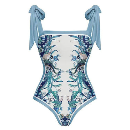 Two Piece Set Printed Swimsuit Slim Fit Slimming Conservative Swimsuit