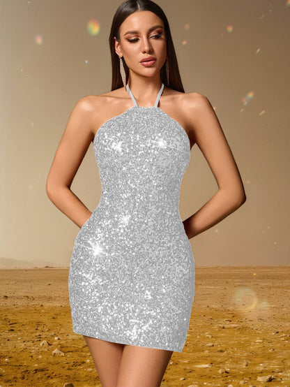 Sexy Backless Sequ Dress Women Clothing Birthday Party Dress